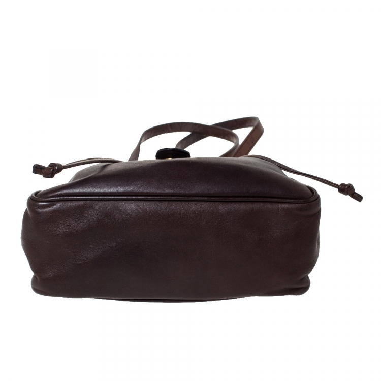 Pre Owned Bottega Veneta Dark Brown Intrecciato Leather Mini Vintage Backpack