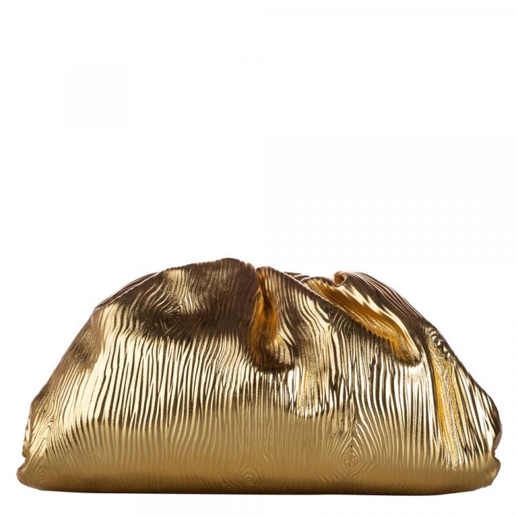 bottega veneta gold pouch