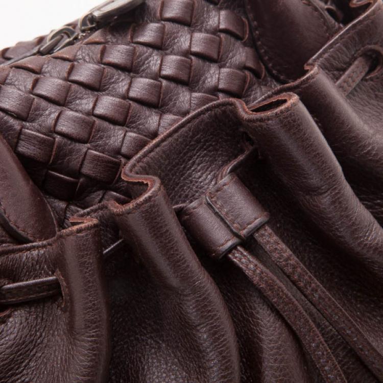Pre Owned Bottega Veneta Brown Dome Drawstring Bag