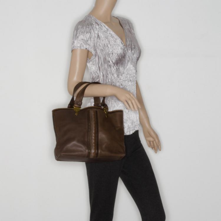 Pre Owned Bottega Veneta Brown Leather Shopping Tote 