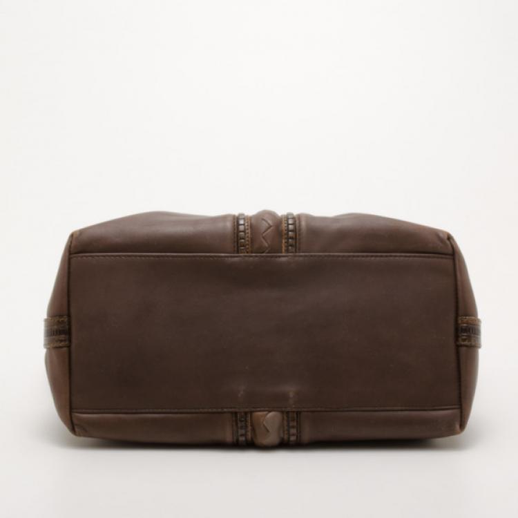 Pre Owned Bottega Veneta Brown Leather Shopping Tote 