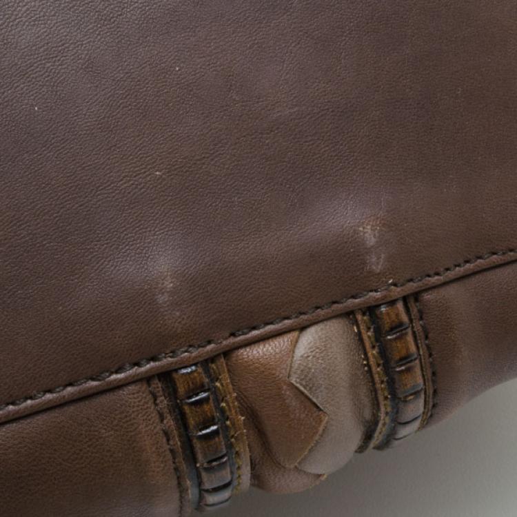 Pre Owned Bottega Veneta Brown Leather Shopping Tote 