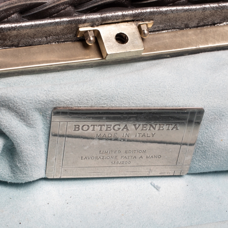 Pre Owned Bottega Veneta Multicolor Lizard Ruffles Limited Edition 135/200 Frame Bag