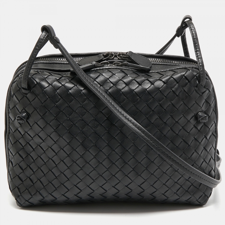 Bottega Veneta Black Intrecciato Leather Nodini Crossbody Bag