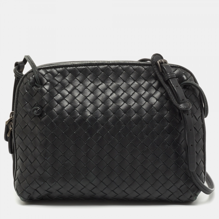 Bottega Veneta Nodini Small Crossbody Bag Black Intrecciato Leather
