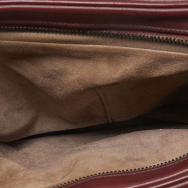 Pre Owned Bottega Veneta Burgundy Intrecciato Leather Camera Shoulder Bag