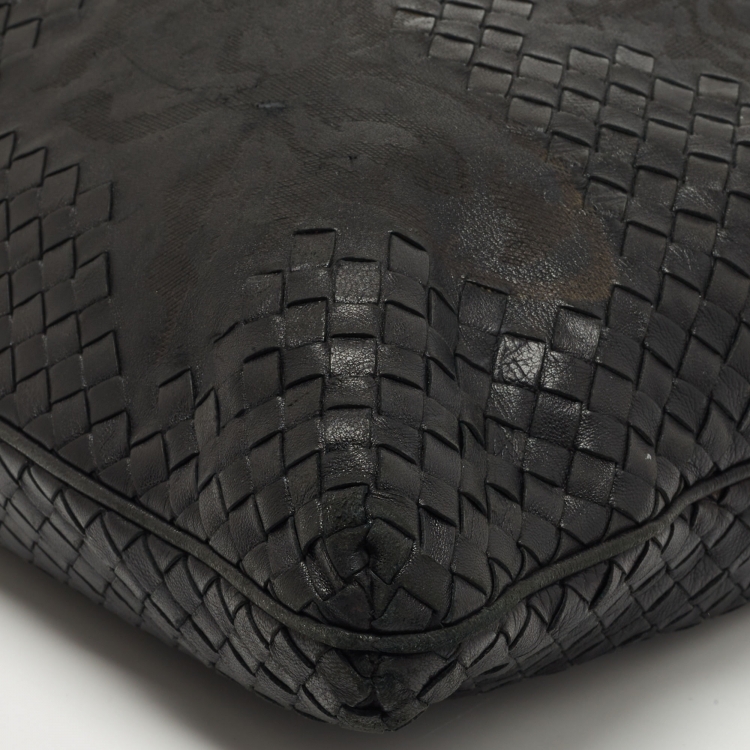 Pre Owned Bottega Veneta Black Intrecciato Leather Farfalle Draw String Bag