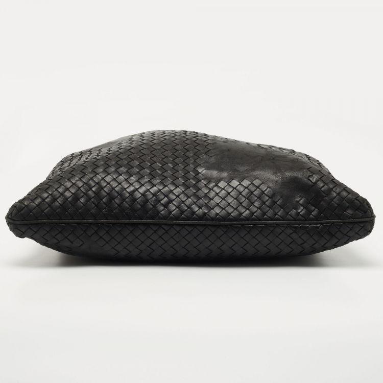 Pre Owned Bottega Veneta Black Intrecciato Leather Farfalle Draw String Bag