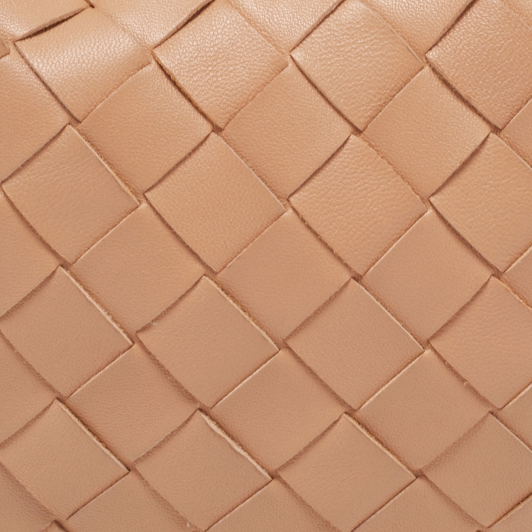 Pre Owned Bottega Veneta Almond Gold Intrecciato Leather Mini Jodie Hobo