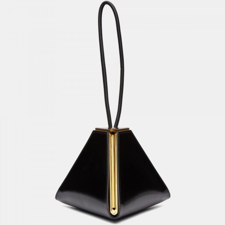 Pre Owned Bottega Veneta Black Leather Spazzolato Pyramid Bag