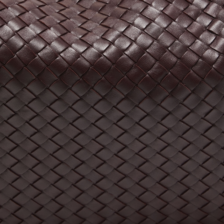 Pre Owned Bottega Veneta Burgundy Intrecciato Leather Large Veneta Hobo