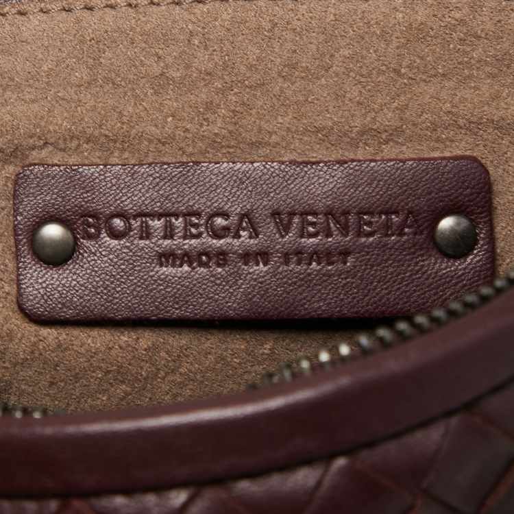 Pre Owned Bottega Veneta Burgundy Intrecciato Leather Large Veneta Hobo