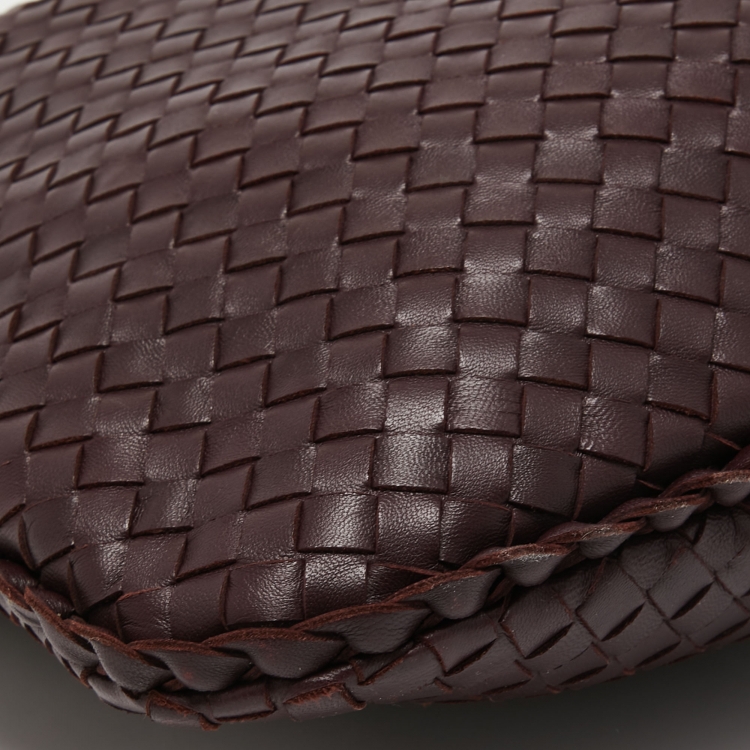 Pre Owned Bottega Veneta Burgundy Intrecciato Leather Large Veneta Hobo