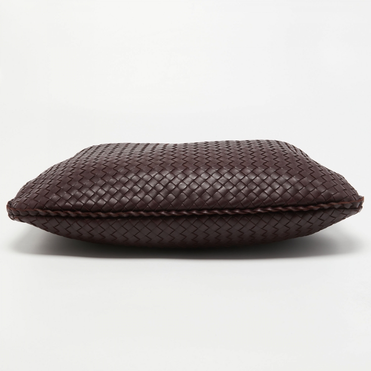 Pre Owned Bottega Veneta Burgundy Intrecciato Leather Large Veneta Hobo