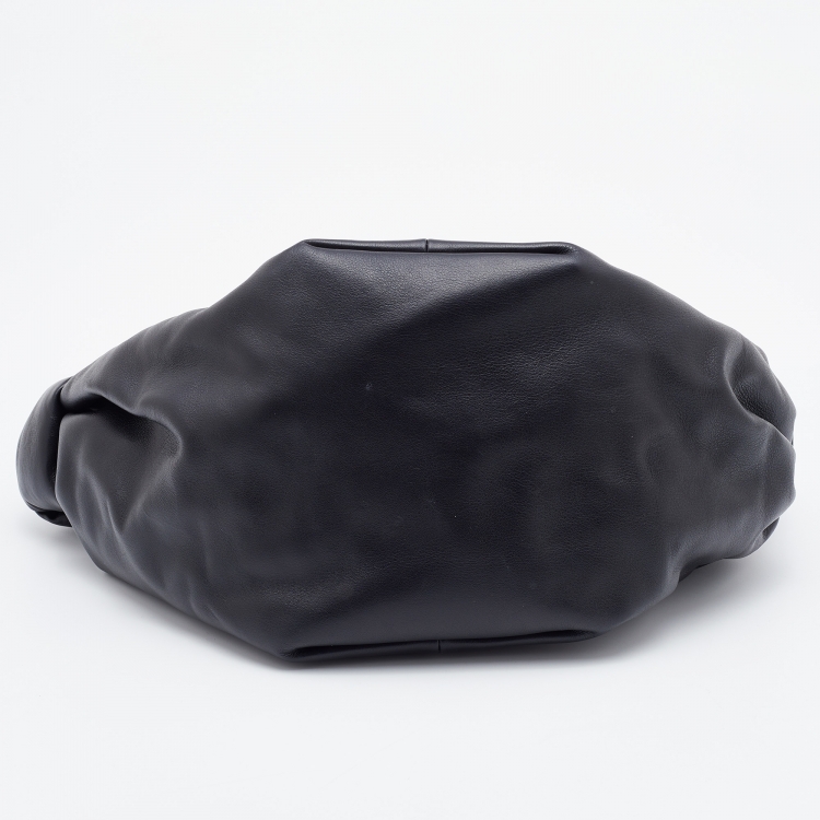 Pre Owned Bottega Veneta Black Leather Mini Double Knot Hobo