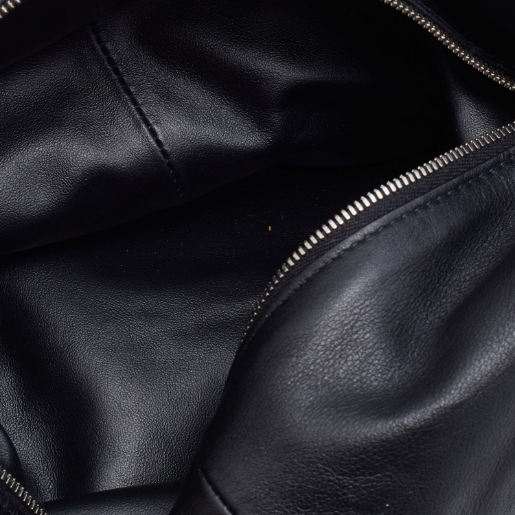 Pre Owned Bottega Veneta Black Leather Mini Double Knot Hobo