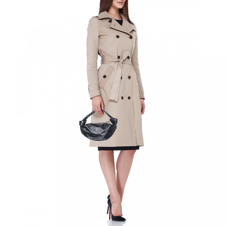 Pre Owned Bottega Veneta Black Leather Mini Double Knot Hobo