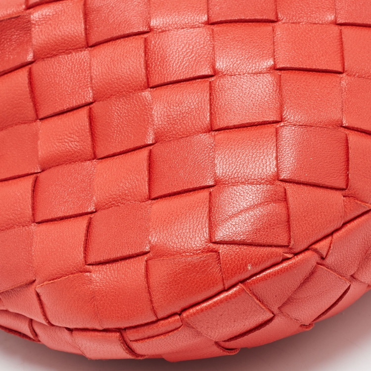 Pre Owned Bottega Veneta Red Intrecciato Leather Mini BV Jodie Bag
