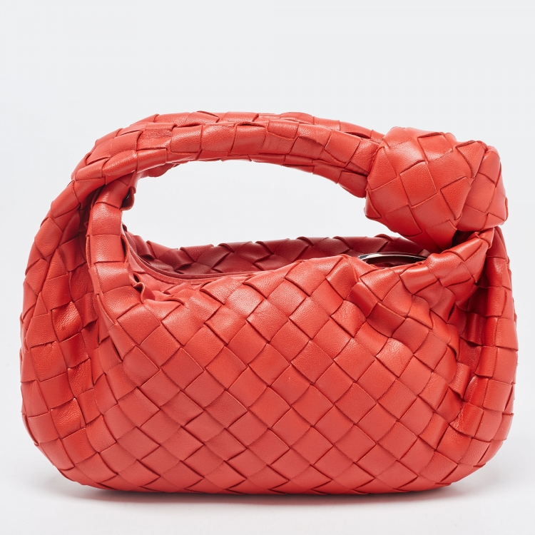 Pre Owned Bottega Veneta Red Intrecciato Leather Mini BV Jodie Bag