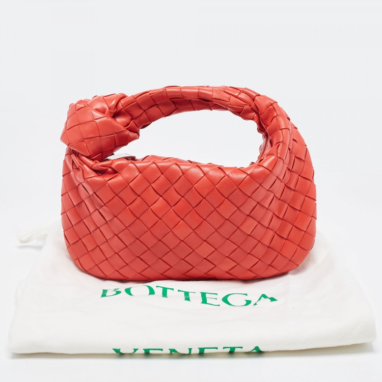 Pre Owned Bottega Veneta Red Intrecciato Leather Mini BV Jodie Bag