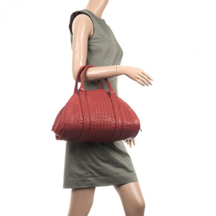 Pre Owned Bottega Veneta Burnt Orange Intrecciato Satchel