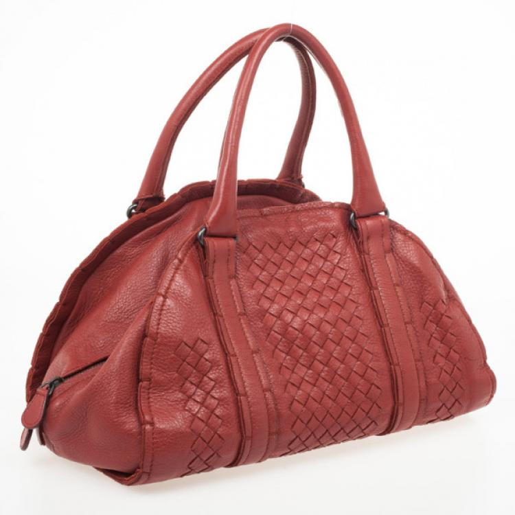 Pre Owned Bottega Veneta Burnt Orange Intrecciato Satchel