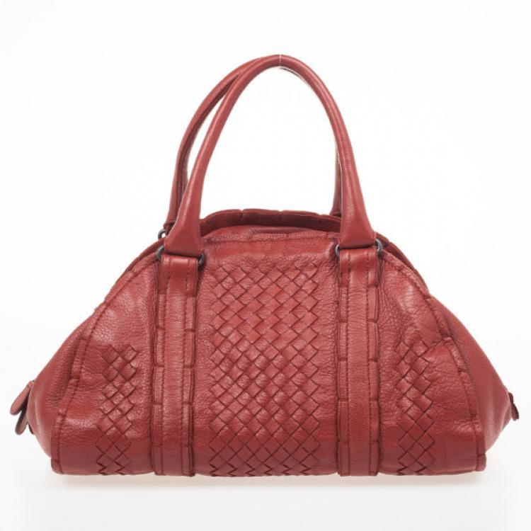 Pre Owned Bottega Veneta Burnt Orange Intrecciato Satchel