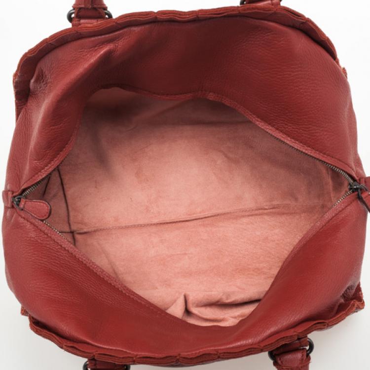 Pre Owned Bottega Veneta Burnt Orange Intrecciato Satchel