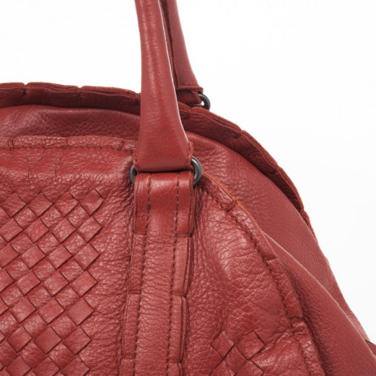 Pre Owned Bottega Veneta Burnt Orange Intrecciato Satchel
