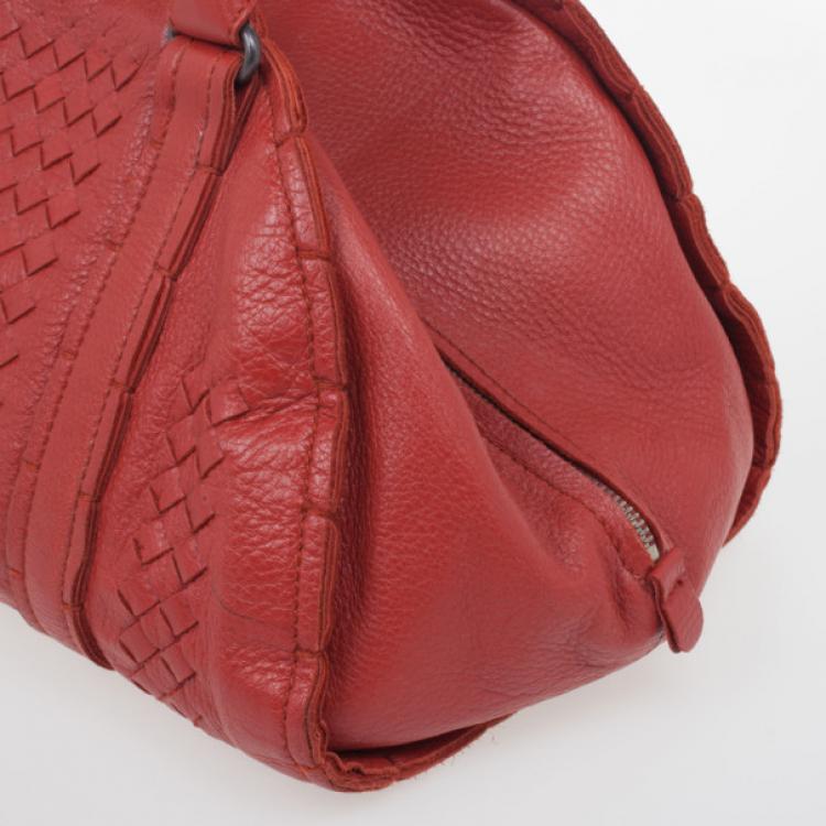 Pre Owned Bottega Veneta Burnt Orange Intrecciato Satchel