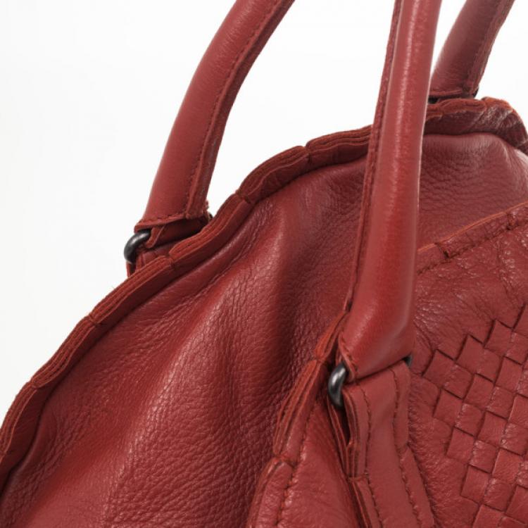 Pre Owned Bottega Veneta Burnt Orange Intrecciato Satchel
