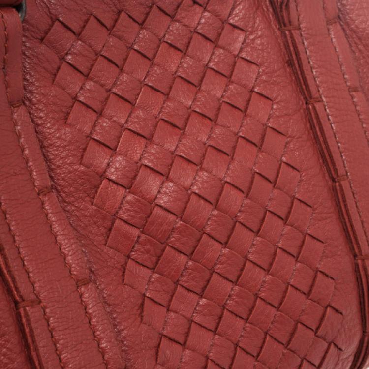 Pre Owned Bottega Veneta Burnt Orange Intrecciato Satchel