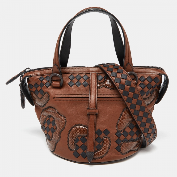 Bottega Veneta Black & Brown Leather Tote Bag