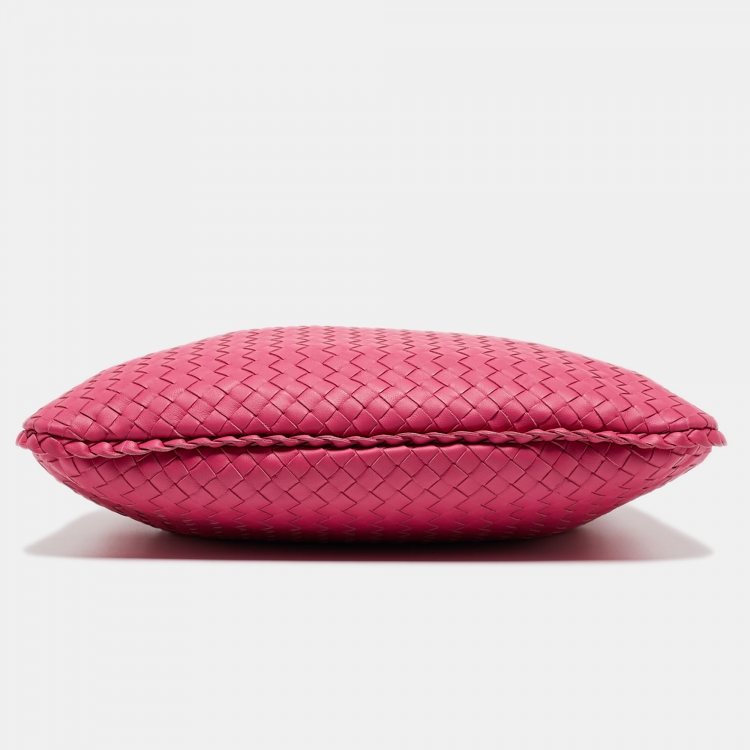 Pre Owned Bottega Veneta Pink Intrecciato Leather Medium Veneta Hobo