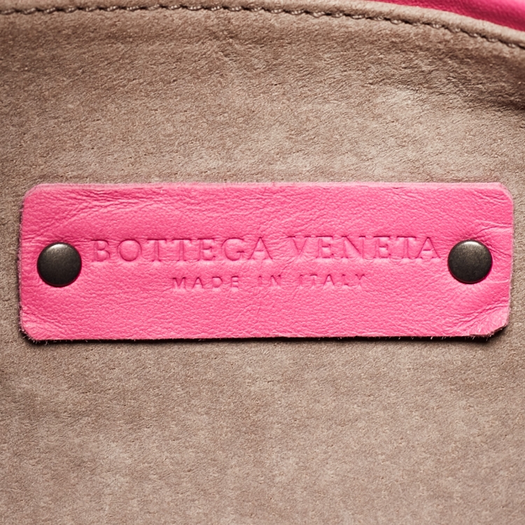Pre Owned Bottega Veneta Pink Intrecciato Leather Medium Veneta Hobo