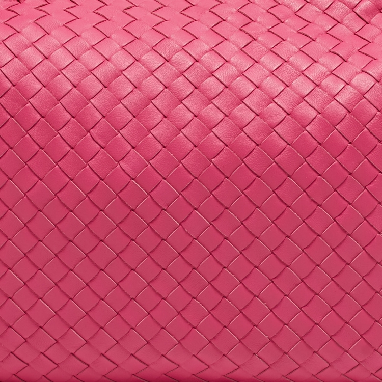 Pre Owned Bottega Veneta Pink Intrecciato Leather Medium Veneta Hobo