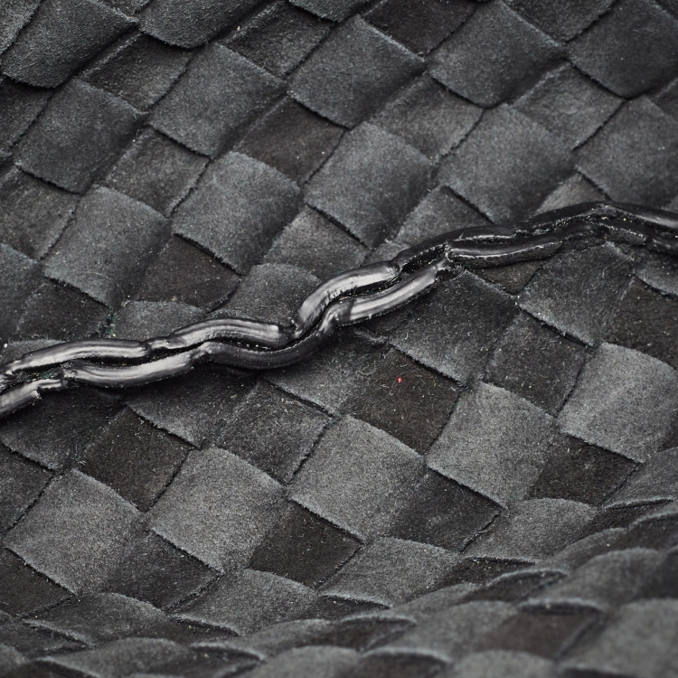 Pre Owned Bottega Veneta Black Intrecciato Leather Turn Pouch