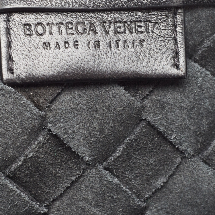 Pre Owned Bottega Veneta Black Intrecciato Leather Turn Pouch