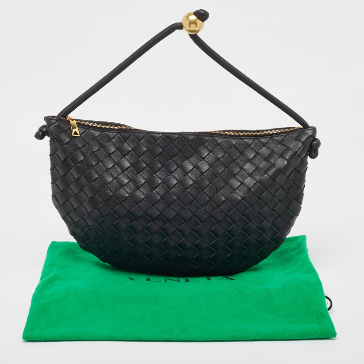 Pre Owned Bottega Veneta Black Intrecciato Leather Turn Pouch