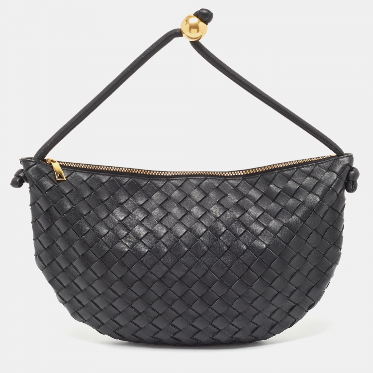 Pre Owned Bottega Veneta Black Intrecciato Leather Turn Pouch