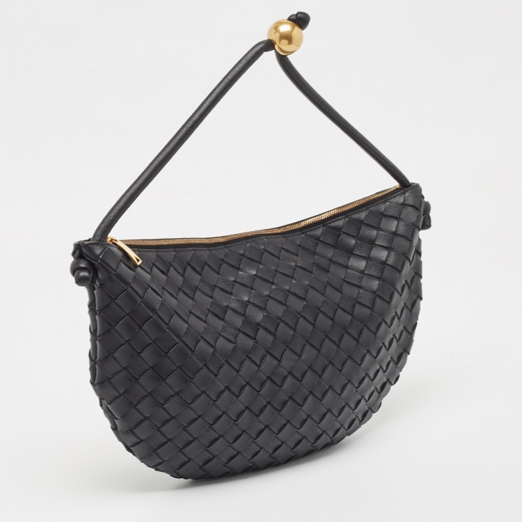 Pre Owned Bottega Veneta Black Intrecciato Leather Turn Pouch