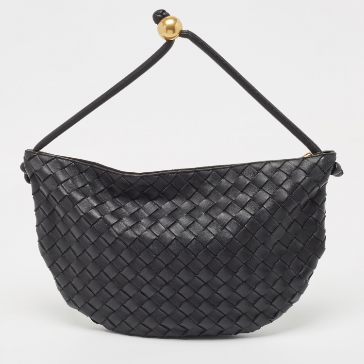 Pre Owned Bottega Veneta Black Intrecciato Leather Turn Pouch