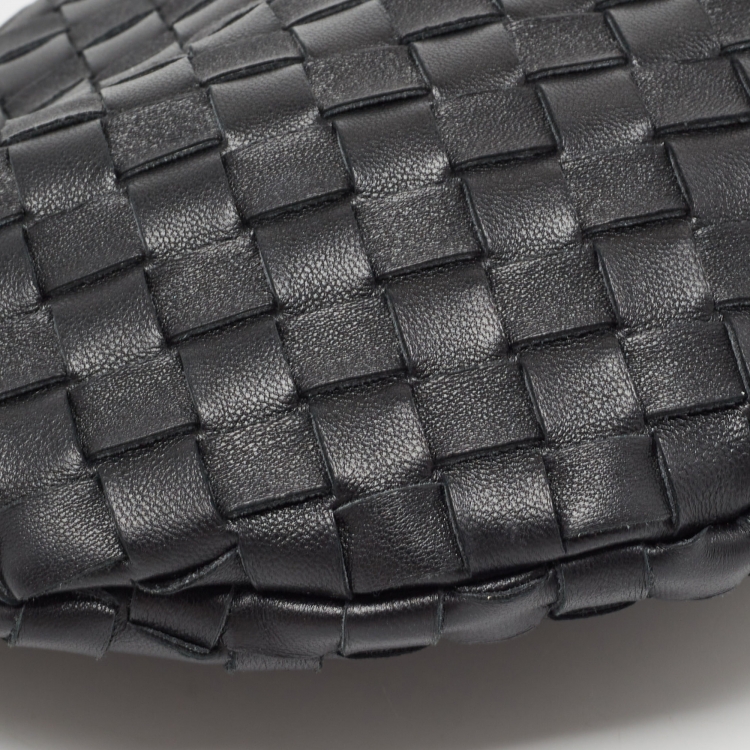 Pre Owned Bottega Veneta Black Intrecciato Leather Turn Pouch
