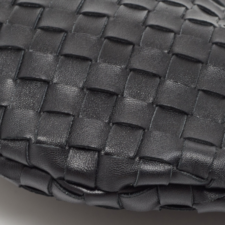 Pre Owned Bottega Veneta Black Intrecciato Leather Turn Pouch