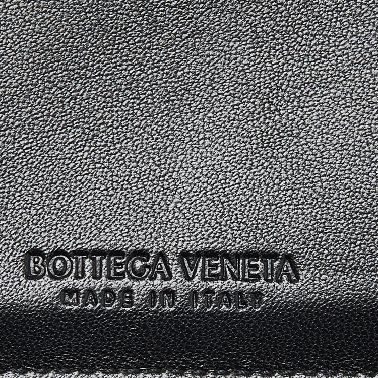 Pre Owned Bottega Veneta Black Intrecciato Leather Business Card Case