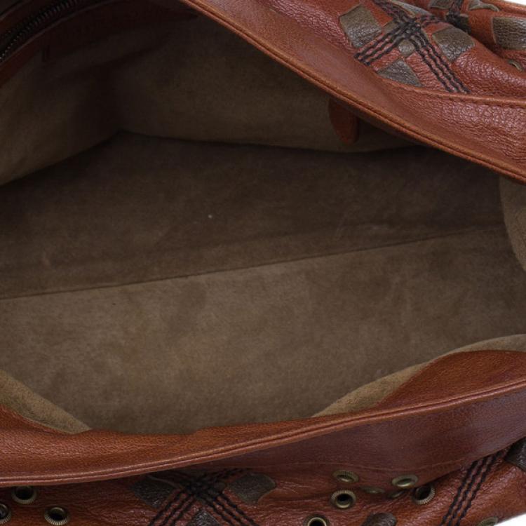 Pre Owned Bottega Veneta Orange Leather Boston Bag