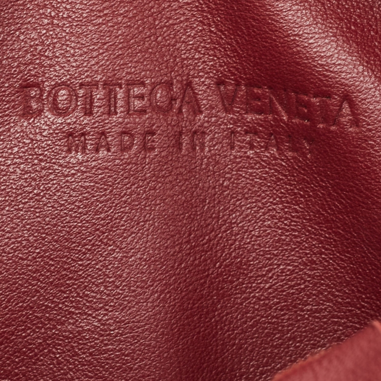 Pre Owned Bottega Veneta Dark Red Intrecciato Leather Mini Jodie Hobo