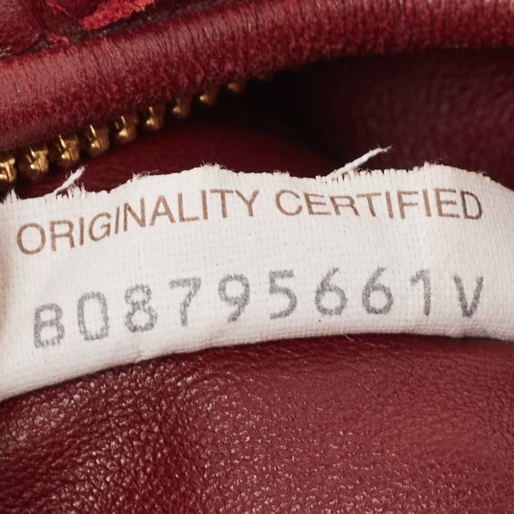 Pre Owned Bottega Veneta Dark Red Intrecciato Leather Mini Jodie Hobo