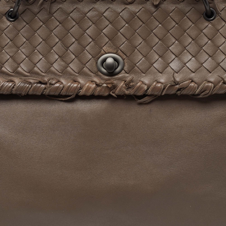 Pre Owned Bottega Veneta Beige Intrecciato Leather Top Handle Bag