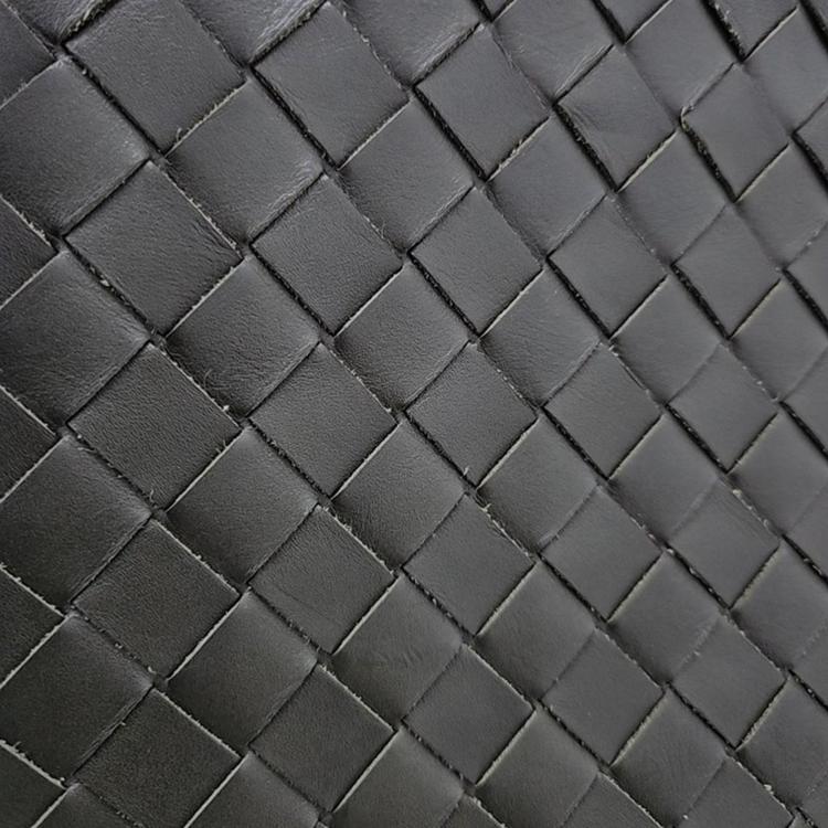 Pre Owned Bottega Veneta Deep Khaki Leather Mesh Clutch Bag